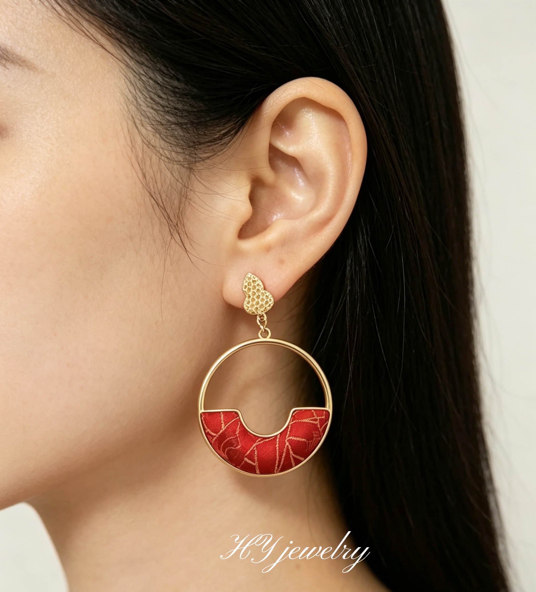 crimson heritage silk hoop earrings
