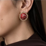 crimson silk heirloom studs